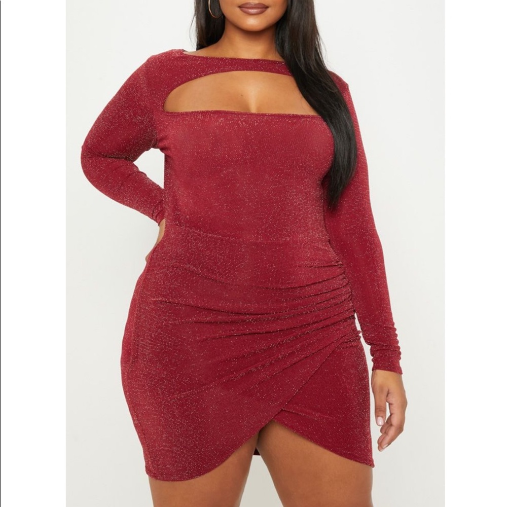 Pretty Little Thing Glitter Cut Out Dress